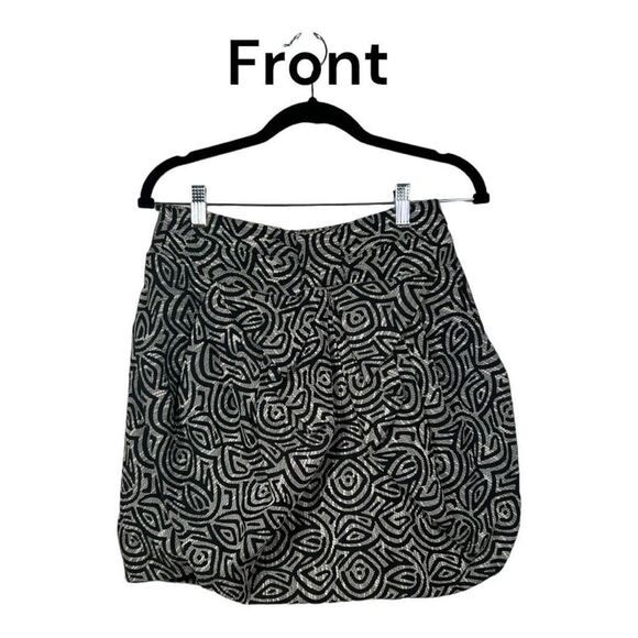 Eva Franco Anthropologie Women's Black and Cream Woven Bubble Skirt Size… - Picture 1 of 5